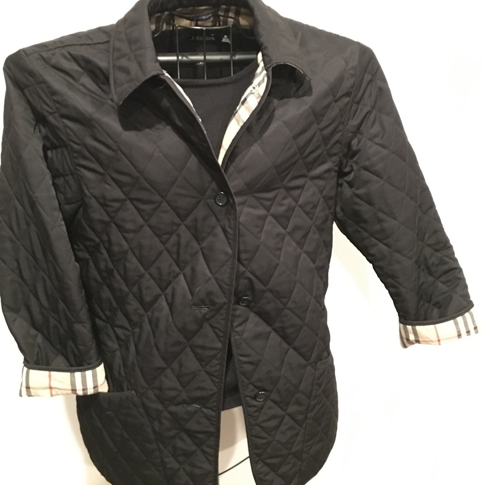 Burberry quilted button jacket Black M EUC